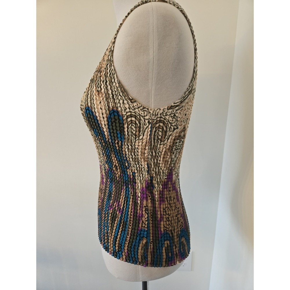Nicola Multi-Colored Tank Top M Stretchy Crinkle Pleat Y2K 2000s Fairycore - Picture 2 of 6